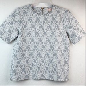 Vintage Brooks Brothers dove gray & lace back zip top elegant professional EUC